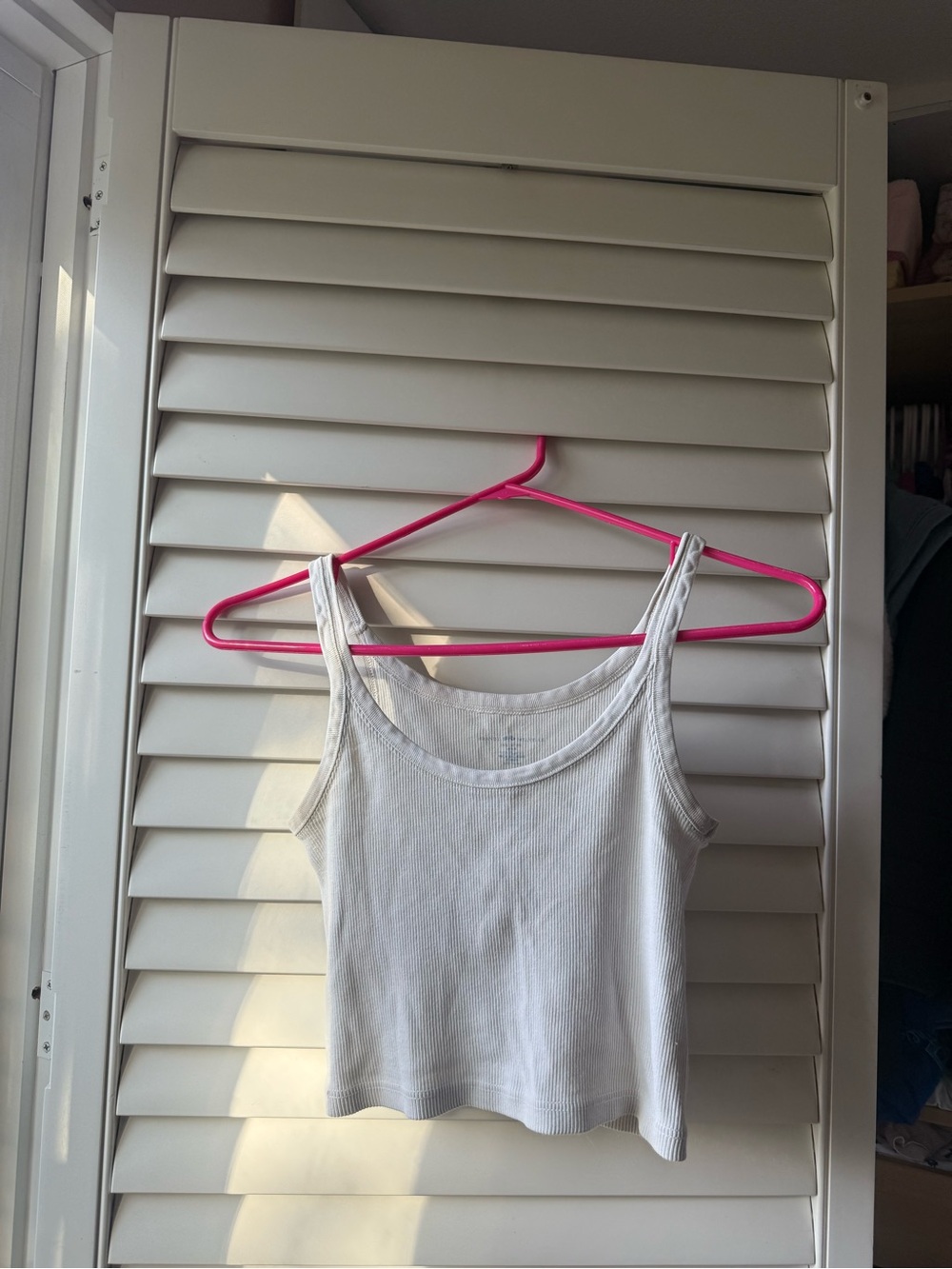 Brandy Melville White Ribbed Scoop Tank